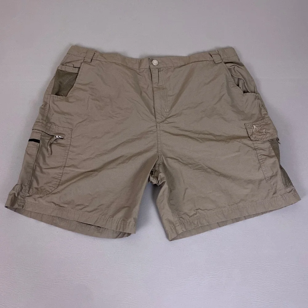Reel Legends Cargo Shorts Men's Size 42 Performance Khaki Tan Nylon Fishing New